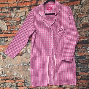 Victoria's Secret Pink Plaid Button-Up Robe, Size M